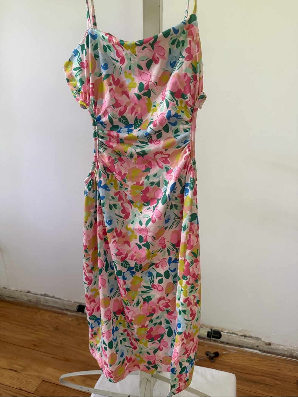 Amazon Floral Slip Dress in Pink, Yellow, Blue & Green